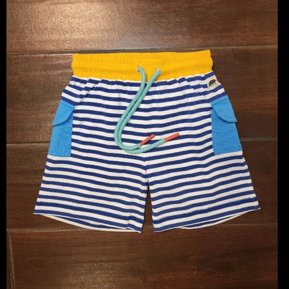 12 M Wild Things Wild Flowers Navy/white stripe shorts